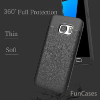 Луксозен силиконов гръб ТПУ кожа дизайн за Samsung Galaxy S7 G930 черен